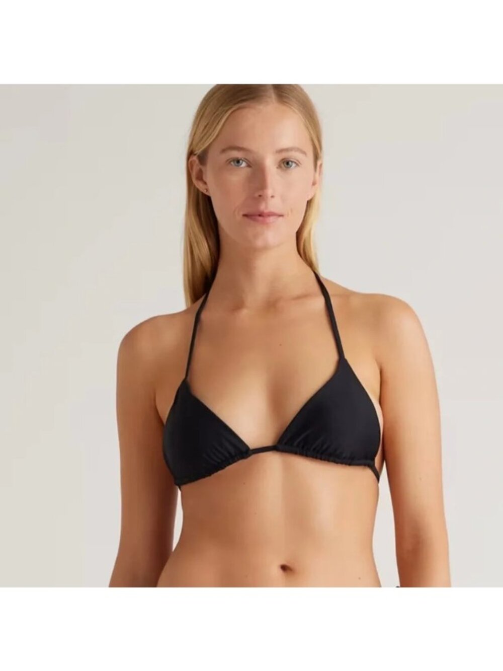 Quince Italian Black Triangle Bikini Top Size L Gold Beads